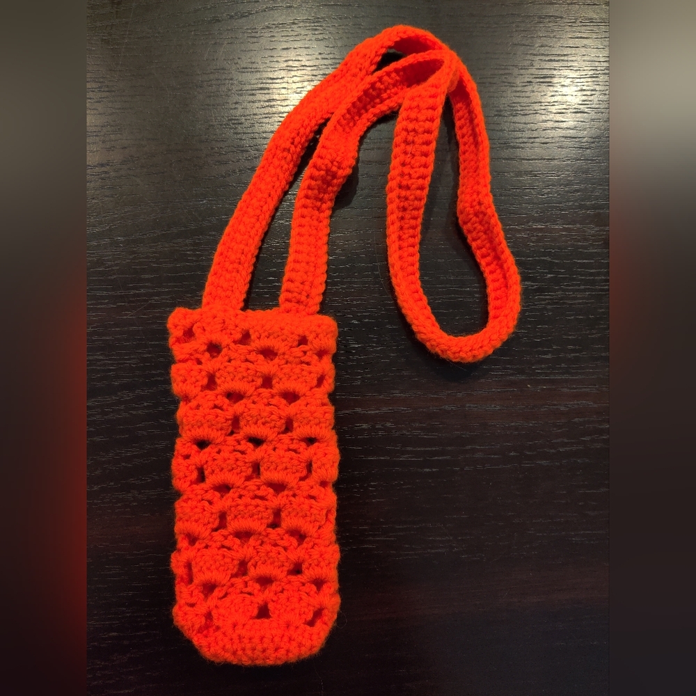 Bright Orange Crochet Crossbody Bag